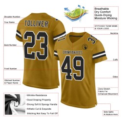 Custom Old Gold Black-White Mesh Authentic Football Jersey Custom Old Gold Black-White Mesh Authentic Football Jersey
