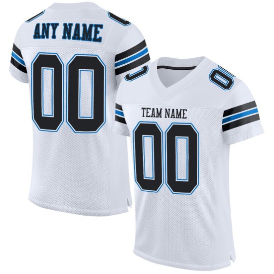 Custom White Black-Panther Blue Mesh Authentic Football Jersey Custom White Black-Panther Blue Mesh Authentic Football Jersey